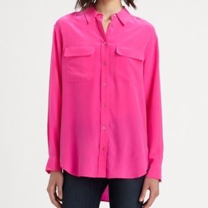 vince fuchsia button up top